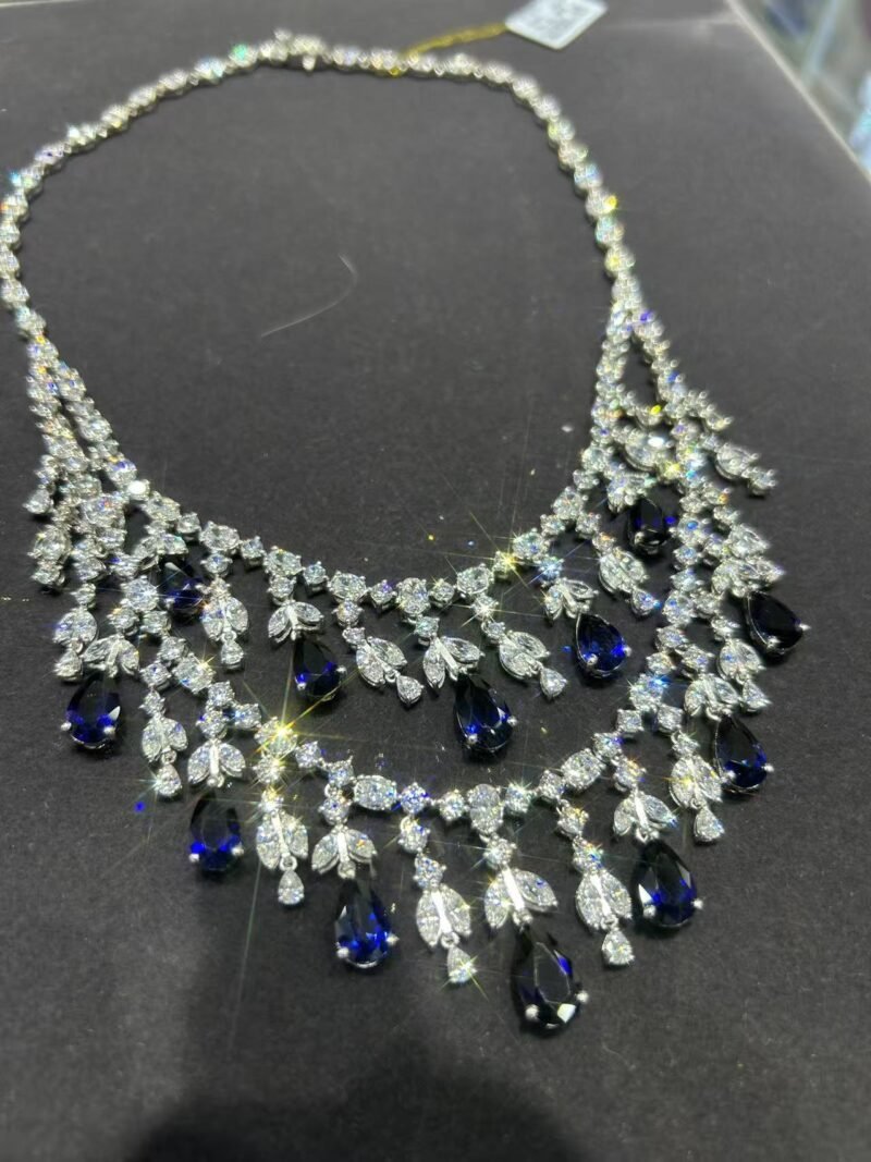 1. Lab-grown colored gemstone necklace