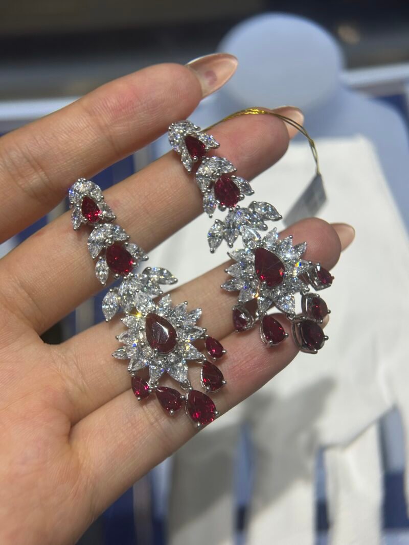 11.Lab-grown colored gemstone earrings
