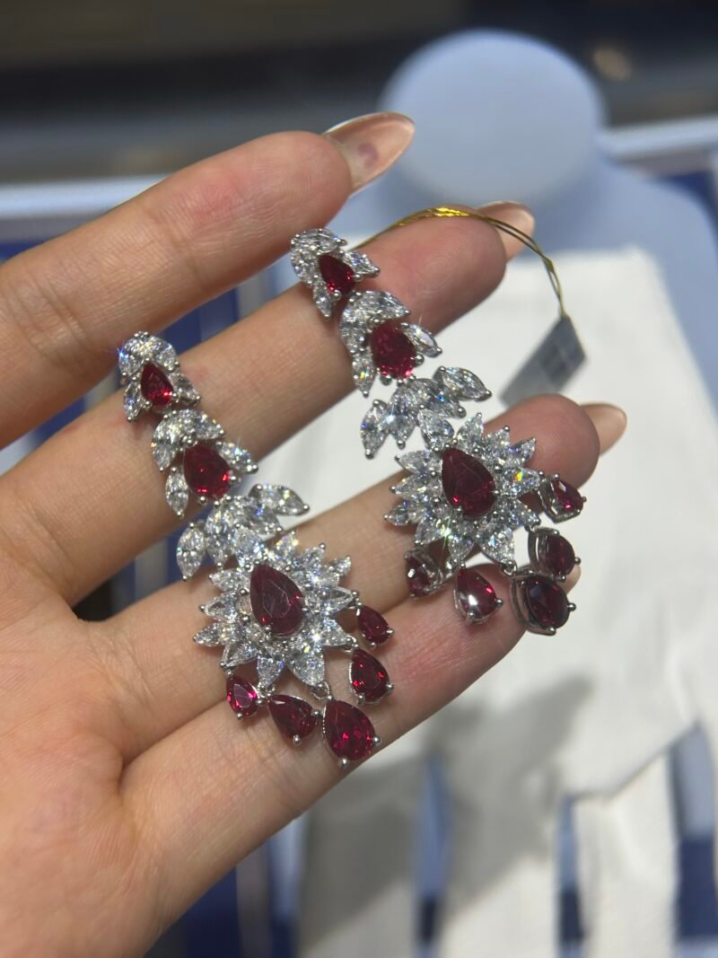 11.Lab-grown colored gemstone earrings