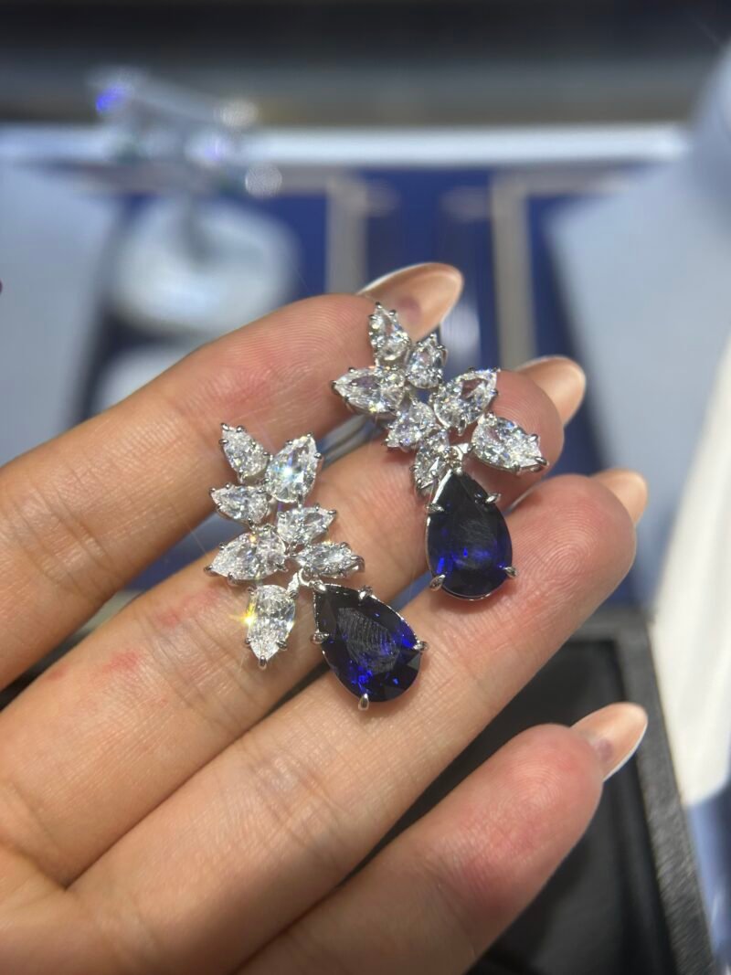 13.Lab-grown colored gemstone earrings