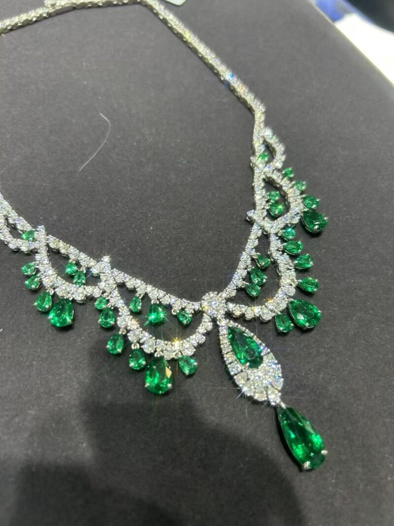 2. Lab-grown colored gemstone necklace
