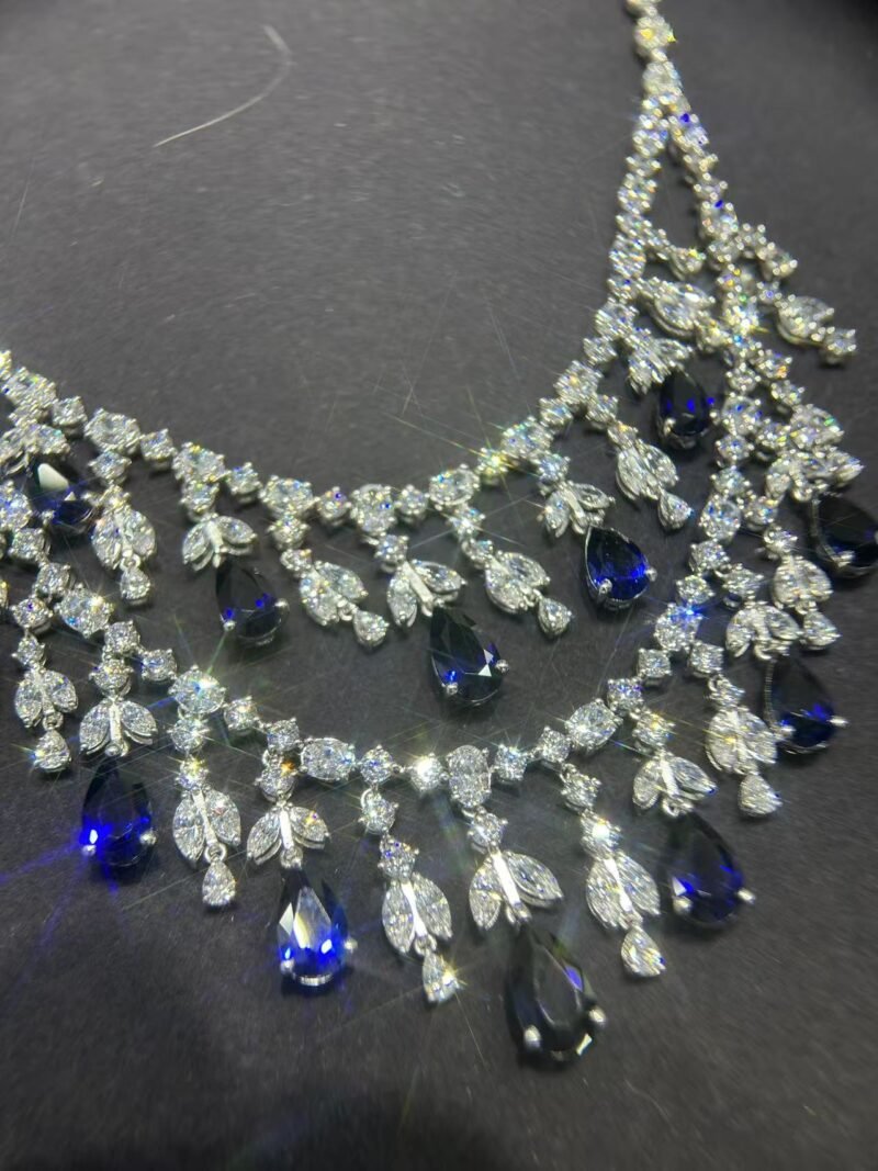 1. Lab-grown colored gemstone necklace