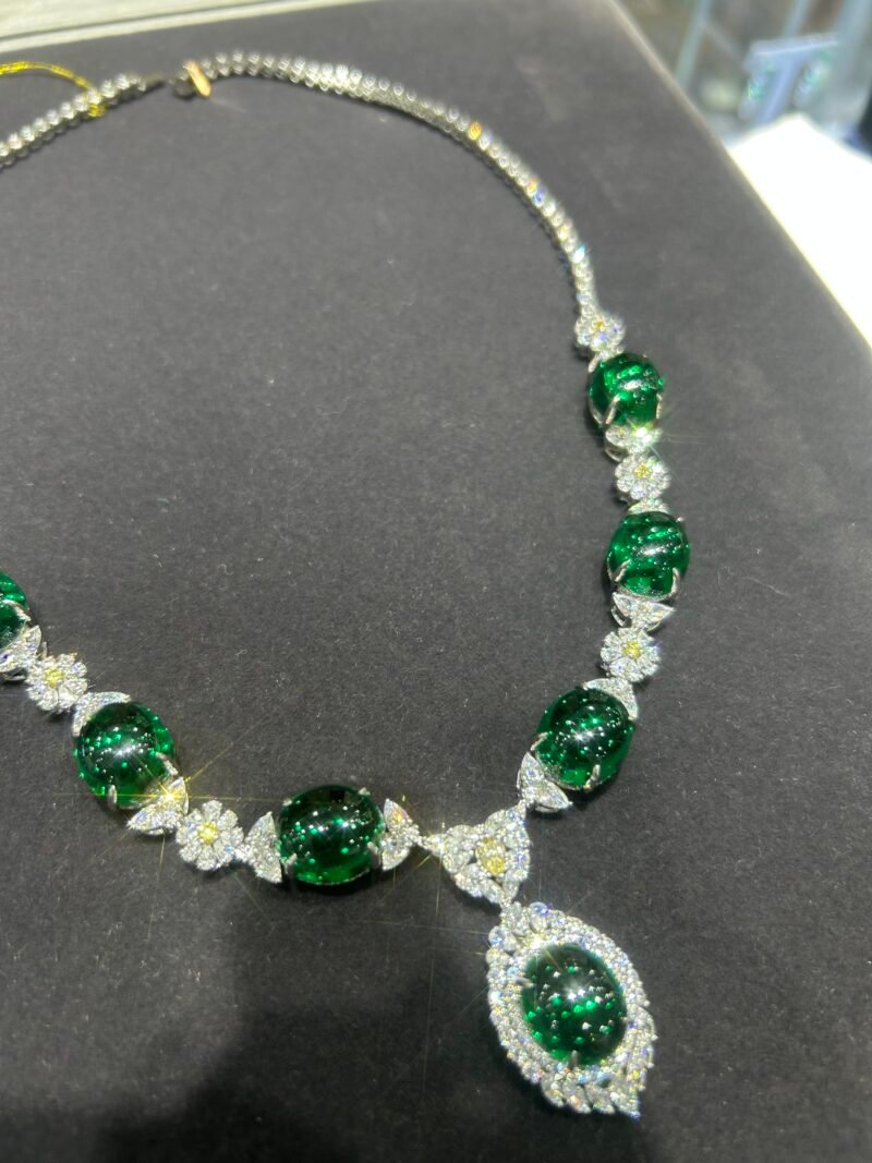 4. Lab-grown colored gemstone necklace