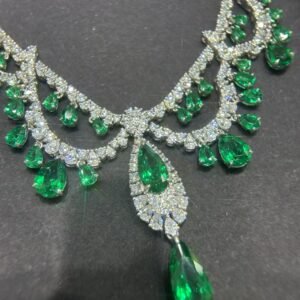 2. Lab-grown colored gemstone necklace