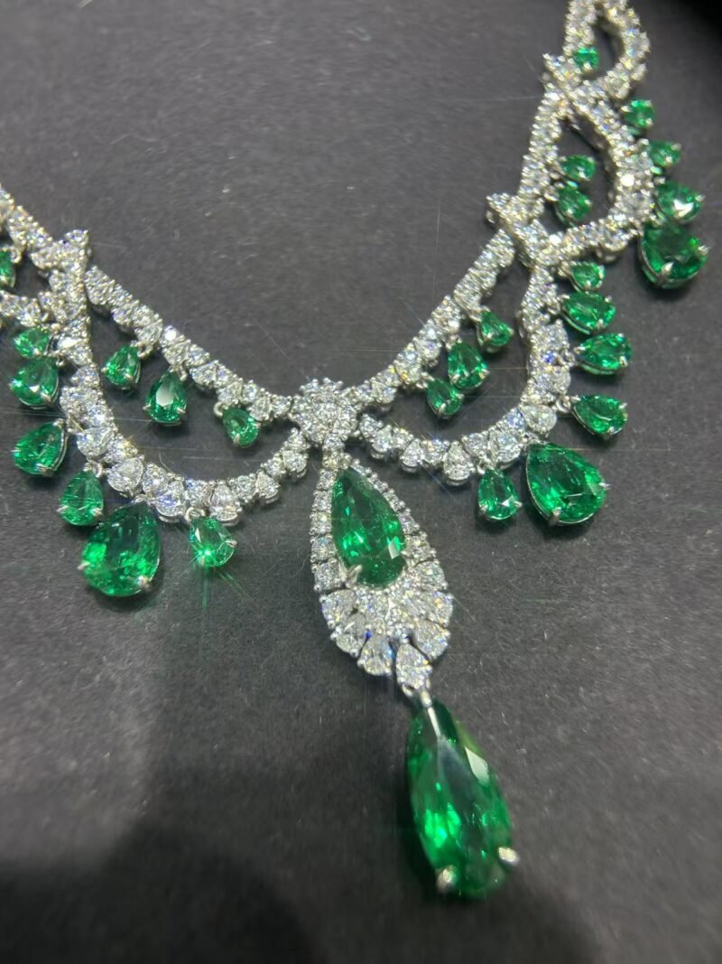2. Lab-grown colored gemstone necklace