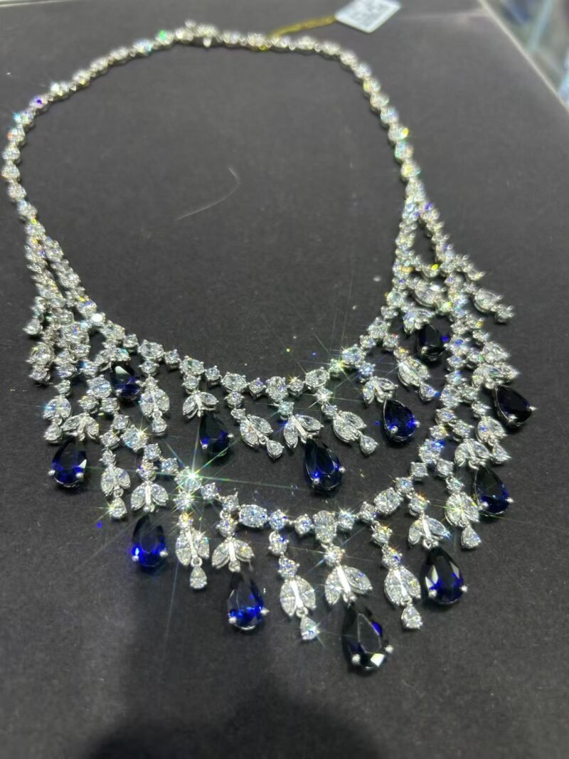 1. Lab-grown colored gemstone necklace