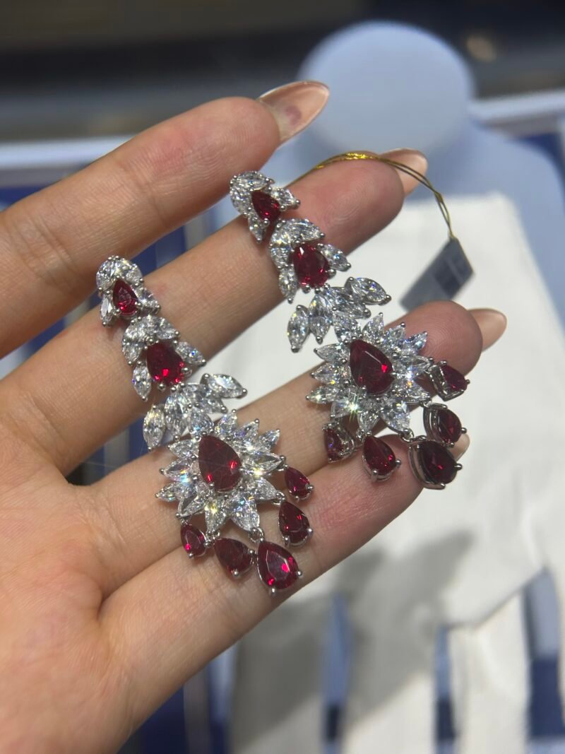 11.Lab-grown colored gemstone earrings