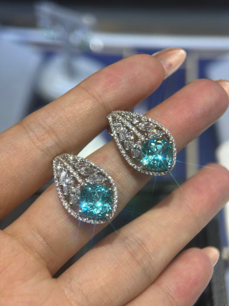 12.Lab-grown colored gemstone earrings