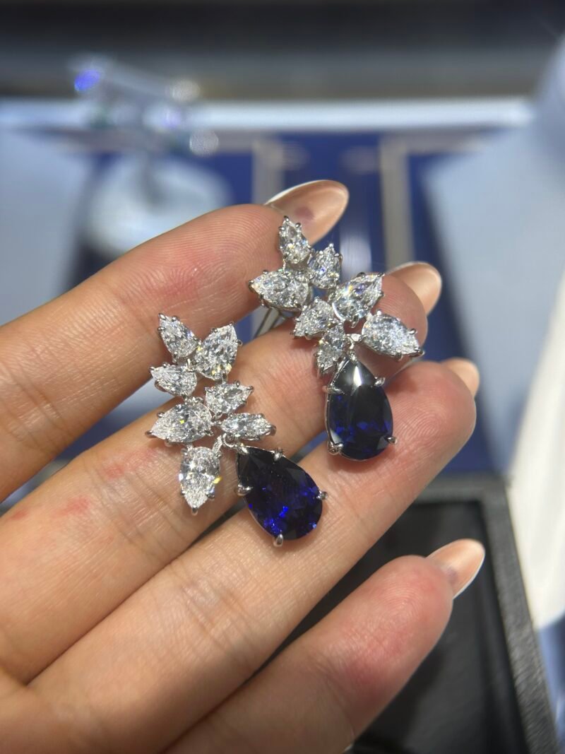 13.Lab-grown colored gemstone earrings