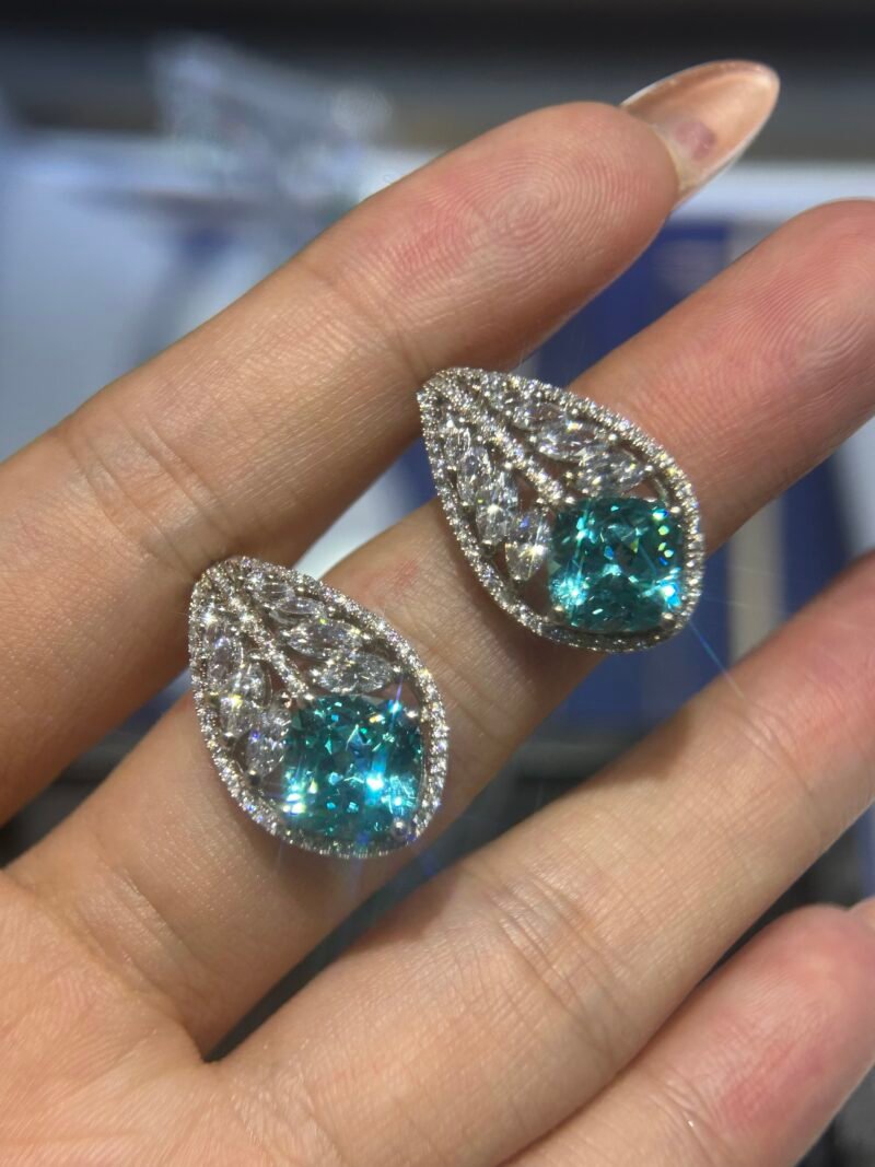 12.Lab-grown colored gemstone earrings