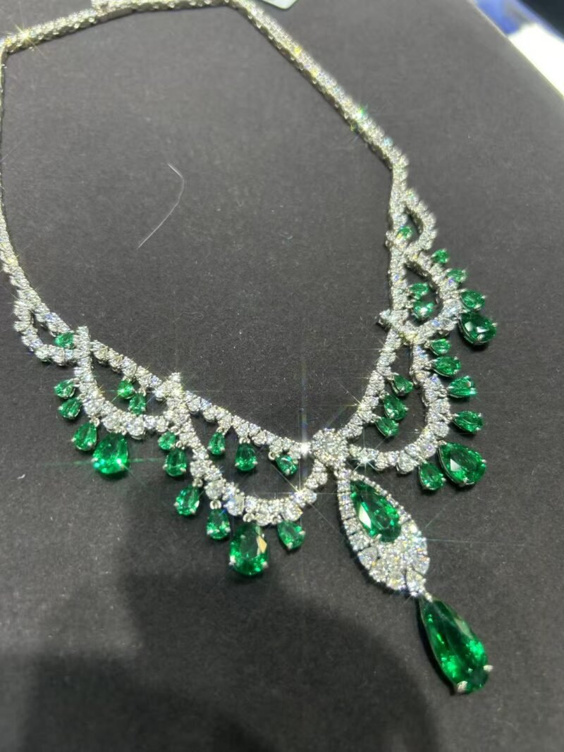 2. Lab-grown colored gemstone necklace