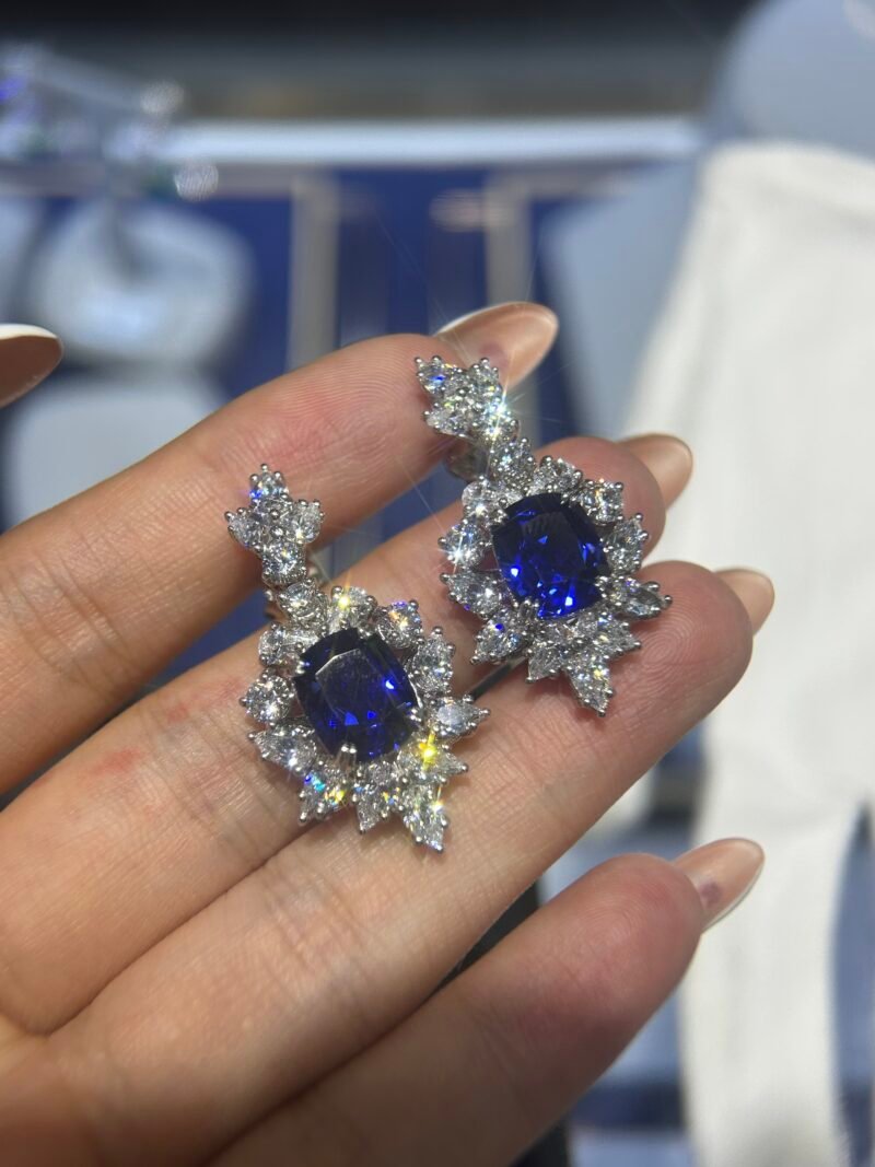 10.Lab-grown colored gemstone earrings