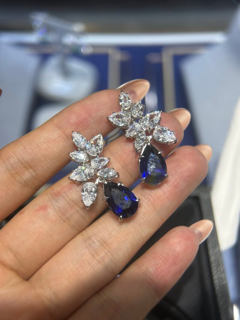 13.Lab-grown colored gemstone earrings